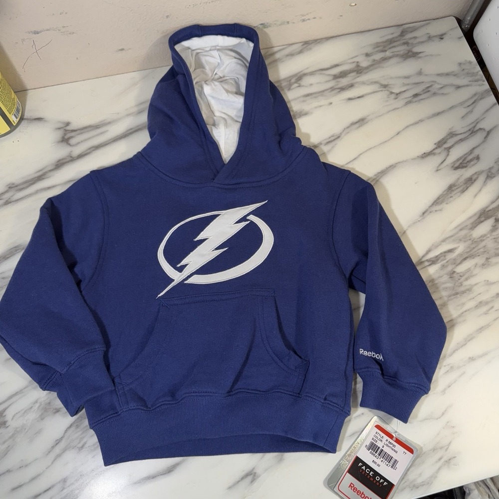 NHL Tampa Bay Lightning Youth S / SZ 4 V Neck Hoodie NHL Hockey NWT Sweatshirt
